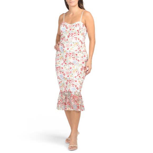 ADRIANNA BY ADRIANNA PAPELL Ivory Multi Sleeveless Embroidered Cocktail  Dress - conticontadores.com.br